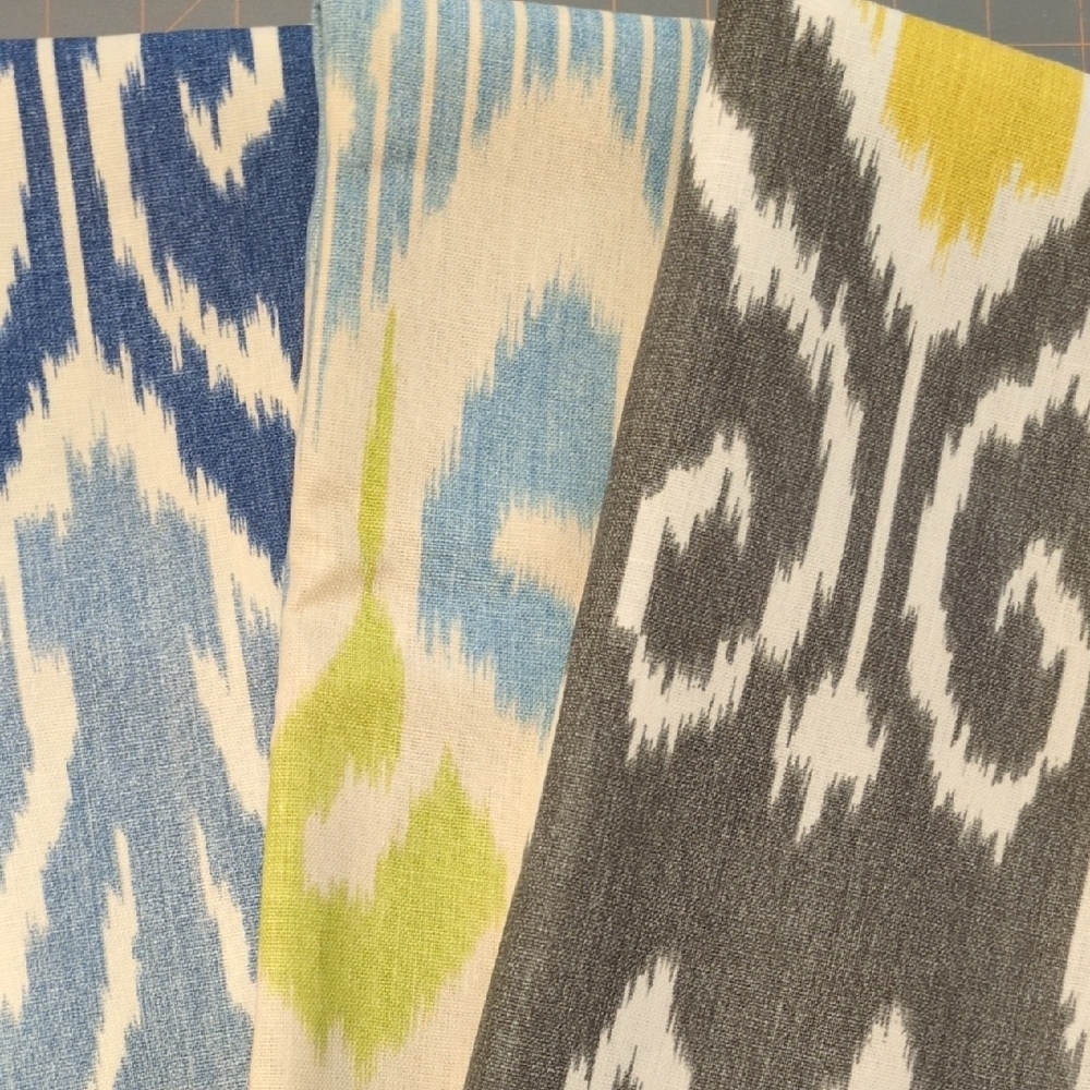 Ikat Print Linen Fabric - 3 pieces